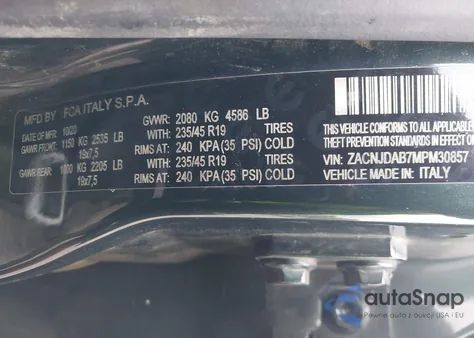 2021 Jeep Renegade Jeepster 4X4 из США, поврежденный, VIN ZACNJDAB7MPM30857